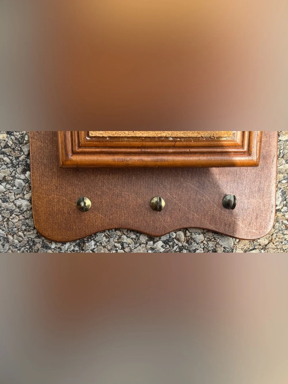 Vintage Wooden Owl Wall Cork Frame & Key Hanger- Rustic Brown